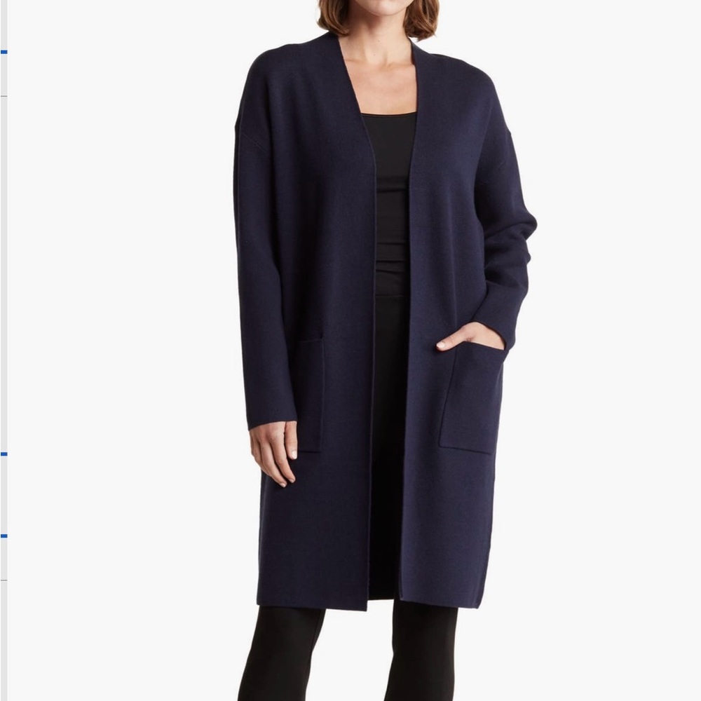 Navy Blue Women's Sweater Coat